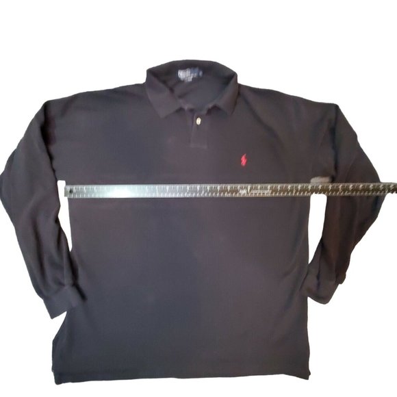 Ralph Lauren Polo Shirt Adult X-Large Black Red Pony Casual Rugby Golf Men - Picture 9 of 12